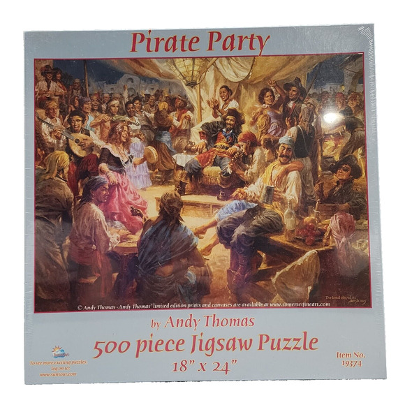 SunsOut PIRATE PARTY #19374 500 Pieces Jigsaw Puzzle By Andy Thomas 18"x24' - Picture 1 of 7
